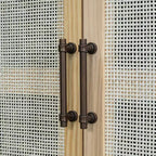 Sideboard Buffet Cabinet with Rattan Doors - 60"W, Black and Natural, Dining or Living Room