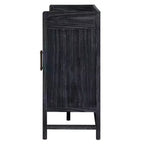 Sideboard Buffet Cabinet with Rattan Doors - 60"W, Black and Natural, Dining or Living Room