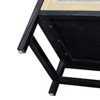 Sideboard Buffet Cabinet with Rattan Doors - 60"W, Black and Natural, Dining or Living Room