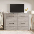 5-Drawer Tall Wooden Dresser - 50"H Vertical Chest for Bedroom, Living Room, Hallway or Entryway