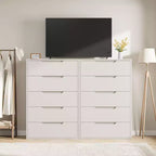 5-Drawer Tall Wooden Dresser - 50"H Vertical Chest for Bedroom, Living Room, Hallway or Entryway