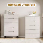 5-Drawer Tall Wooden Dresser - 50"H Vertical Chest for Bedroom, Living Room, Hallway or Entryway