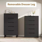 5-Drawer Tall Wooden Dresser - 50"H Vertical Chest for Bedroom, Living Room, Hallway or Entryway