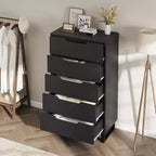 5-Drawer Tall Wooden Dresser - 50"H Vertical Chest for Bedroom, Living Room, Hallway or Entryway