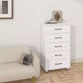 5-Drawer Tall Dresser with Steel Handles - White, 47.72"H, Bedroom or Closet Storage