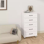 5-Drawer Tall Dresser with Steel Handles - White, 47.72"H, Bedroom or Closet Storage