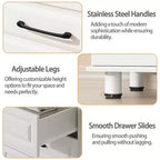 5-Drawer Tall Dresser with Steel Handles - White, 47.72"H, Bedroom or Closet Storage