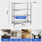 Heavy Duty Stainless Steel Storage Shelves - Adjustable Height, 3-Tier, for Kitchen, Garage or Restaurant