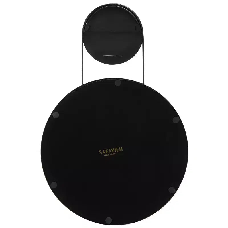24" Round Matte Black Iron Frame Wall Mirror - 36.5"H