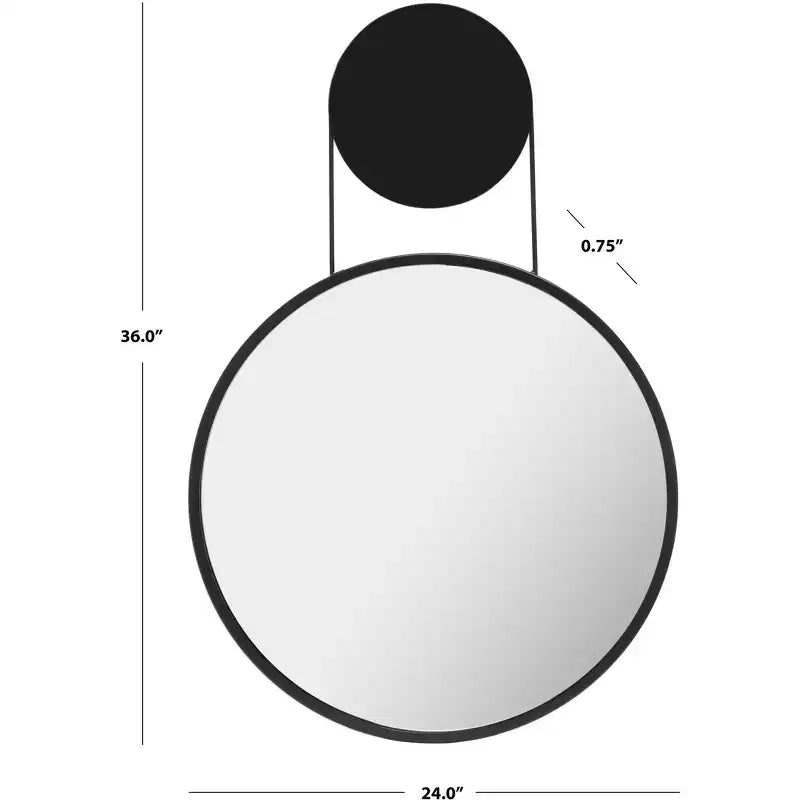 24" Round Matte Black Iron Frame Wall Mirror - 36.5"H
