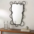 23.6" x 36.4" Wavy Black Metal Frame Wall Mirror