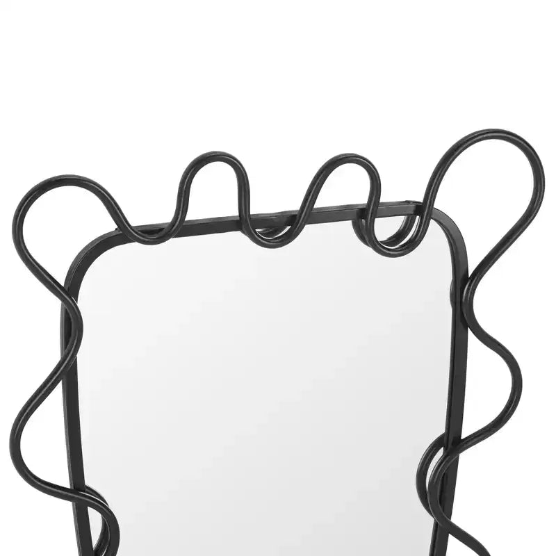 23.6" x 36.4" Wavy Black Metal Frame Wall Mirror