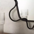 23.6" x 36.4" Wavy Black Metal Frame Wall Mirror