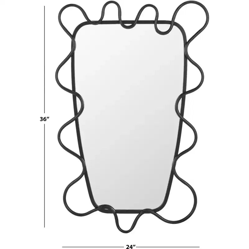 23.6" x 36.4" Wavy Black Metal Frame Wall Mirror