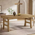63" Rectangular Dining Table for 4-6 People with Sturdy Legs - Light Brown