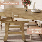 63" Rectangular Dining Table for 4-6 People with Sturdy Legs - Light Brown