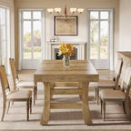 63" Rectangular Dining Table for 4-6 People with Sturdy Legs - Light Brown