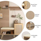2-in-1 Shoe Storage Bench with Faux Rattan Doors and Cushioned Seat
