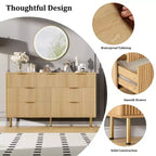 7 Drawer Dresser for Bedroom, 47W Wooden Chest of Drawers with Metal Handles, Fluted Dresser Storage Cabinet, TV Stand for Living Room