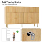 7 Drawer Dresser for Bedroom, 47W Wooden Chest of Drawers with Metal Handles, Fluted Dresser Storage Cabinet, TV Stand for Living Room