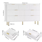7 Drawer Dresser for Bedroom, 47W Wooden Chest of Drawers with Metal Handles, Fluted Dresser Storage Cabinet, TV Stand for Living Room