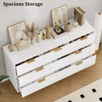 7 Drawer Dresser for Bedroom, 47W Wooden Chest of Drawers with Metal Handles, Fluted Dresser Storage Cabinet, TV Stand for Living Room