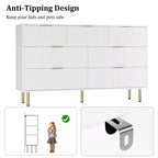 7 Drawer Dresser for Bedroom, 47W Wooden Chest of Drawers with Metal Handles, Fluted Dresser Storage Cabinet, TV Stand for Living Room