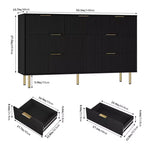 7 Drawer Dresser for Bedroom, 47W Wooden Chest of Drawers with Metal Handles, Fluted Dresser Storage Cabinet, TV Stand for Living Room
