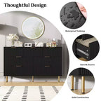 7 Drawer Dresser for Bedroom, 47W Wooden Chest of Drawers with Metal Handles, Fluted Dresser Storage Cabinet, TV Stand for Living Room