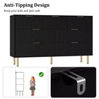 7 Drawer Dresser for Bedroom, 47W Wooden Chest of Drawers with Metal Handles, Fluted Dresser Storage Cabinet, TV Stand for Living Room