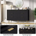 7 Drawer Dresser for Bedroom, 47W Wooden Chest of Drawers with Metal Handles, Fluted Dresser Storage Cabinet, TV Stand for Living Room