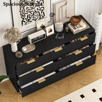 7 Drawer Dresser for Bedroom, 47W Wooden Chest of Drawers with Metal Handles, Fluted Dresser Storage Cabinet, TV Stand for Living Room