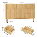 7 Drawer Dresser for Bedroom, 47W Wooden Chest of Drawers with Metal Handles, Fluted Dresser Storage Cabinet, TV Stand for Living Room