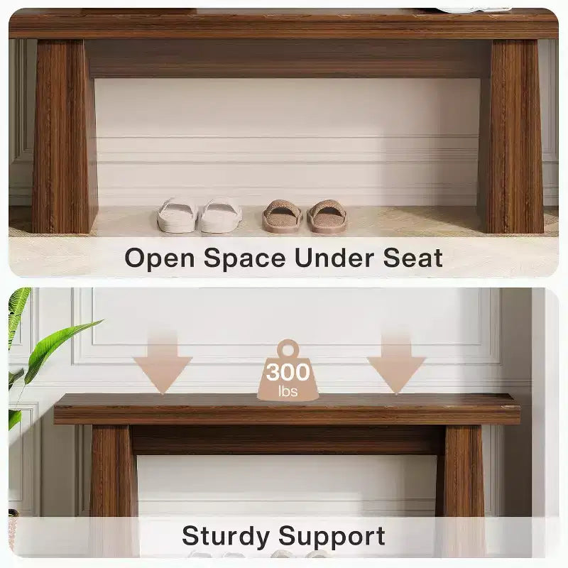 47" Wooden Entryway Bench with Sturdy Frame - Kitchen, Bedroom, Living Room or Hallway