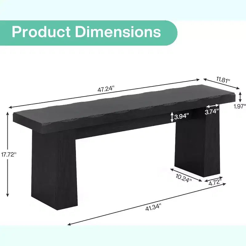47" Wooden Entryway Bench with Sturdy Frame - Kitchen, Bedroom, Living Room or Hallway