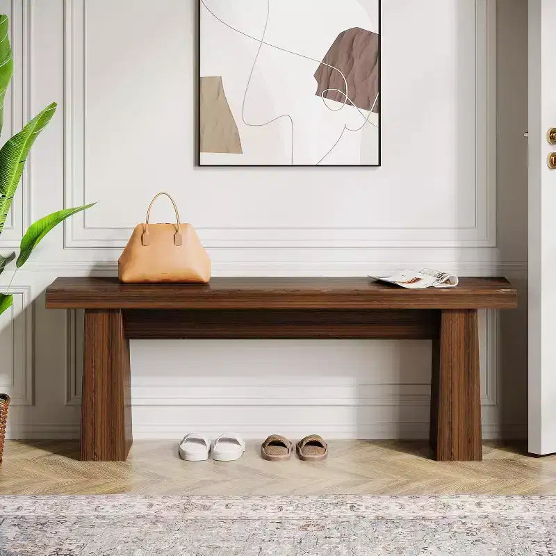 47" Wooden Entryway Bench with Sturdy Frame - Kitchen, Bedroom, Living Room or Hallway