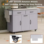 Kitchen Island with Trash Can Storage, Drop Leaf, Spice Rack, Adjustable Shelf, Rolling Kitchen Cart