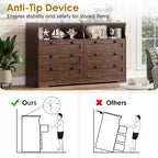 6 Drawer Dresser with LED and Power Strip, Dressers & Chests of Drawers with Storage Cabinet for Bedroom, 55 Wide Wood TV Stand