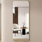 Rimless Full-Length Wall-Mounted Dressing Mirror with Round Corners and Explosion-Proof Glass - 56"H x 15"W