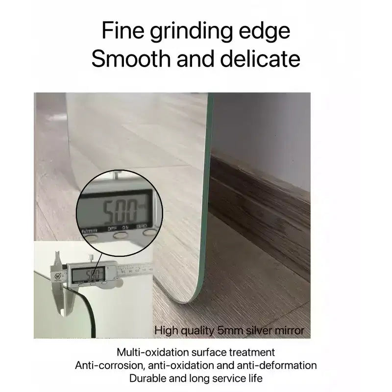 Rimless Full-Length Wall-Mounted Dressing Mirror with Round Corners and Explosion-Proof Glass - 56"H x 15"W