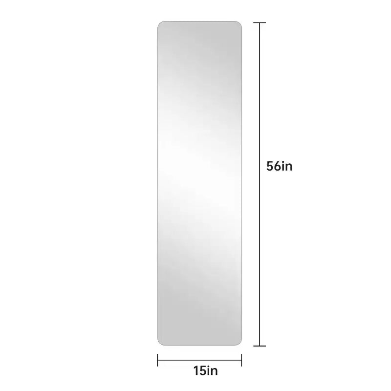 Rimless Full-Length Wall-Mounted Dressing Mirror with Round Corners and Explosion-Proof Glass - 56"H x 15"W