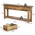 70.9" Farmhouse Console Table with 3 Drawers and Storage Shelf - Sofa Table for Entryway, Hallway or Foyer