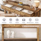 70.9" Farmhouse Console Table with 3 Drawers and Storage Shelf - Sofa Table for Entryway, Hallway or Foyer