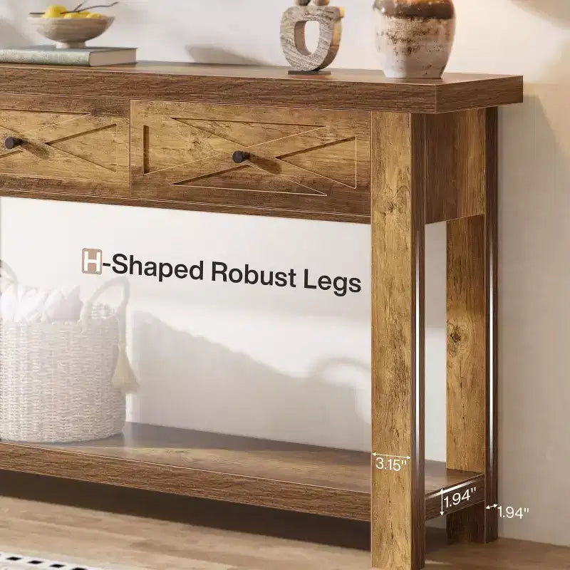 70.9" Farmhouse Console Table with 3 Drawers and Storage Shelf - Sofa Table for Entryway, Hallway or Foyer