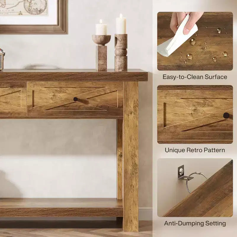 70.9" Farmhouse Console Table with 3 Drawers and Storage Shelf - Sofa Table for Entryway, Hallway or Foyer