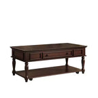 Farmhouse Coffee Table with Drawer, Lockable Wheels and Solid Wood Legs - Espresso, 47.2"W