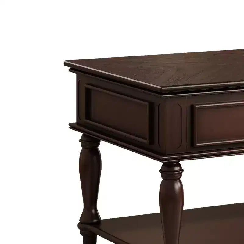 Farmhouse Coffee Table with Drawer, Lockable Wheels and Solid Wood Legs - Espresso, 47.2"W