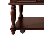 Farmhouse Coffee Table with Drawer, Lockable Wheels and Solid Wood Legs - Espresso, 47.2"W