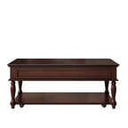 Farmhouse Coffee Table with Drawer, Lockable Wheels and Solid Wood Legs - Espresso, 47.2"W