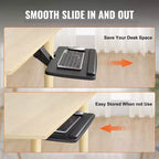 Under-Desk Keyboard Tray with Adjustable Height and Angle - 25x9.8", Black